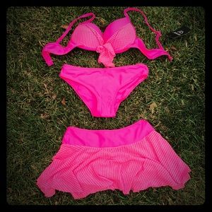 Hot Pink 3 Piece Bikini Combo